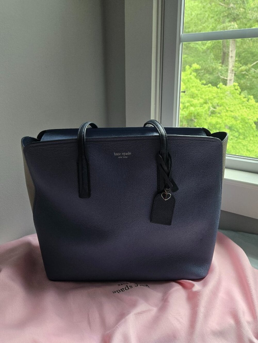 NWOT Kate Spade Margaux large tote bag two tone denim blue and grey
